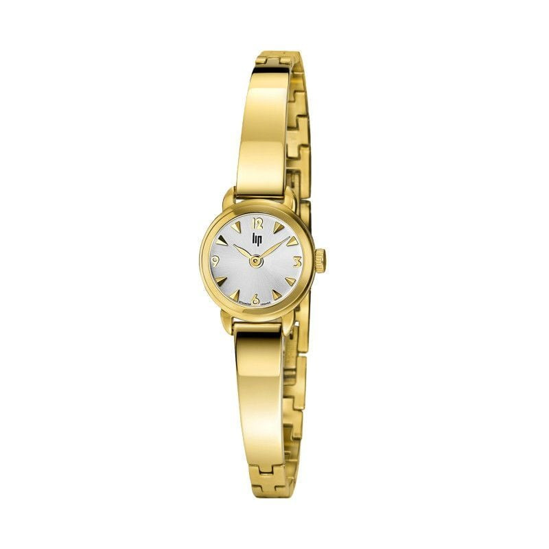 Packshot de la montre analogique LIP Henriette bracelet en acier inoxydable doré