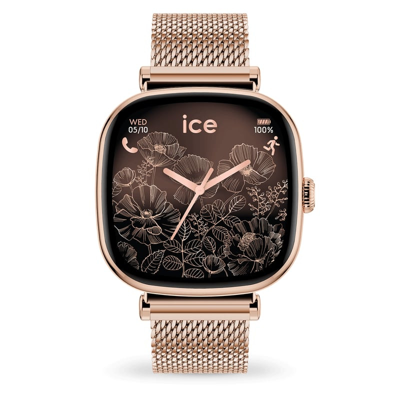 Packshot de la Montre connectée ICE WATCH Smart SQ 2.0 bracelet en acier inoxydable milanais or rose