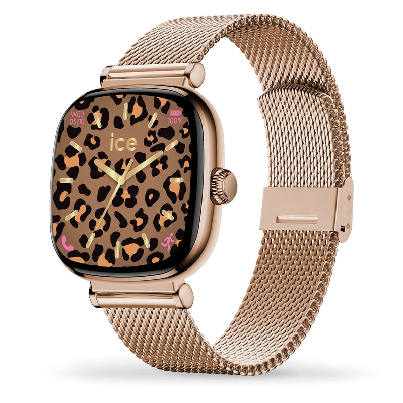 Packshot de la Montre connectée ICE WATCH Smart SQ 2.0 bracelet en acier inoxydable milanais or rose