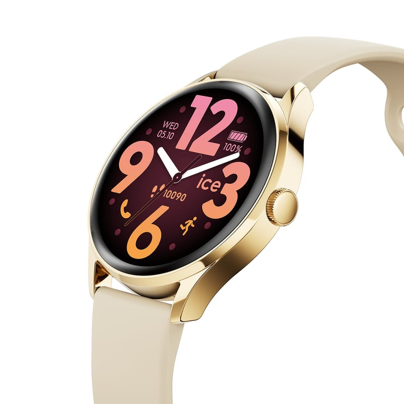 Montre connectée ICE WATCH Smart 3.0 femme au bracelet en silicone beige, présentée en packshot
