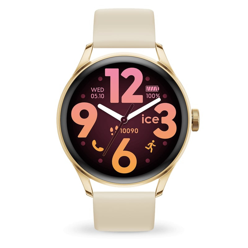 Packshot de la Montre connectée ICE WATCH Smart 3.0 femme bracelet en silicone beige.