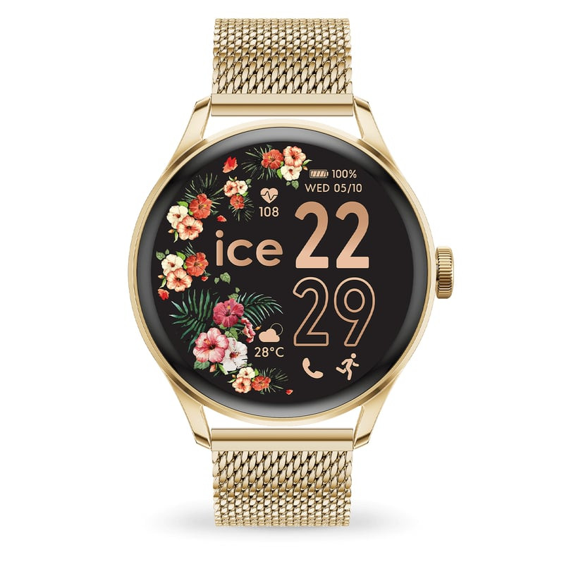 Packshot de la Montre connectée ICE WATCH Smart 2.0 bracelet Milanese en acier inoxydable or, sur fo