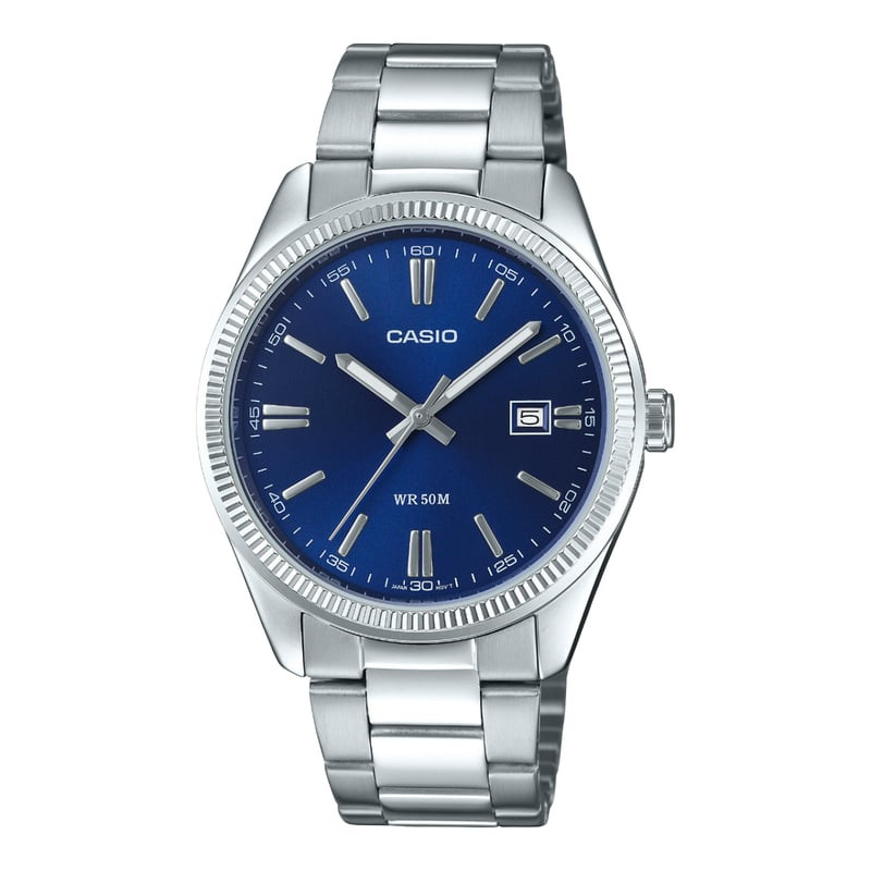 Packshot de la Montre analogique Casio Collection Timeless bracelet en acier inoxydable argenté