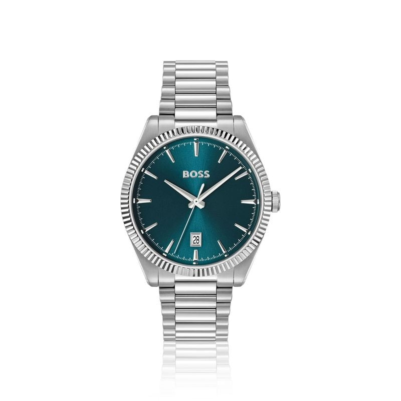 Montre analogique BOSS 2093453 Cheswick pour homme, cadran bleu soleillé, bracelet acier inoxydable,