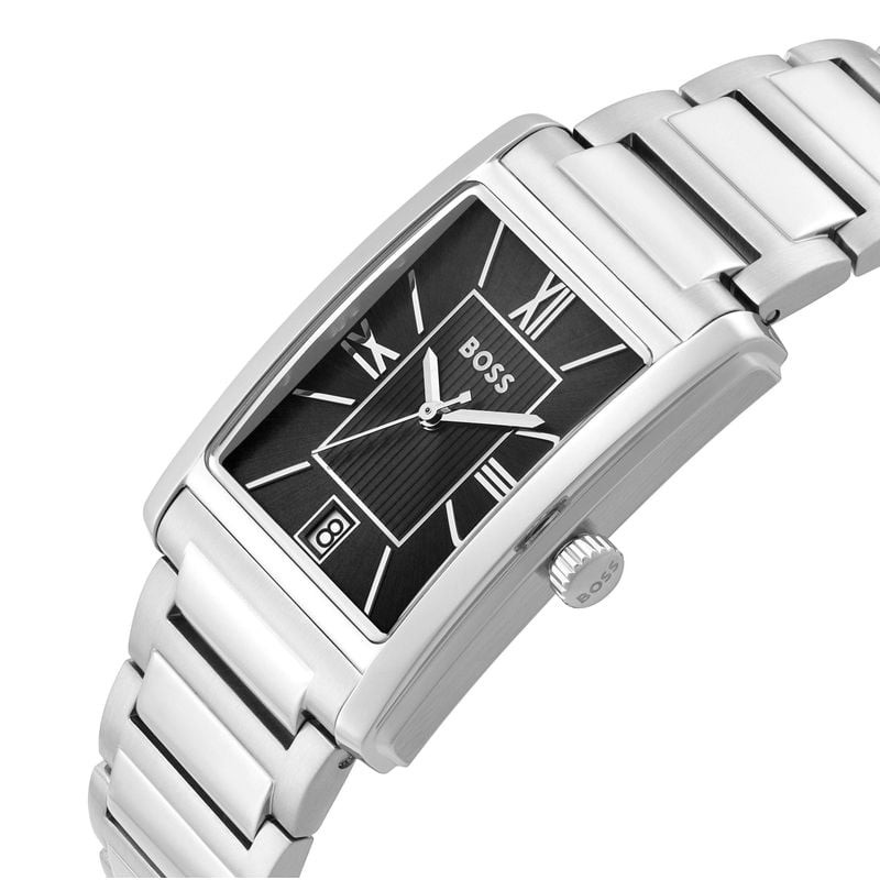 Vue rapprochée du cadran de la Montre analogique BOSS homme collection Principle Dress bracelet en a
