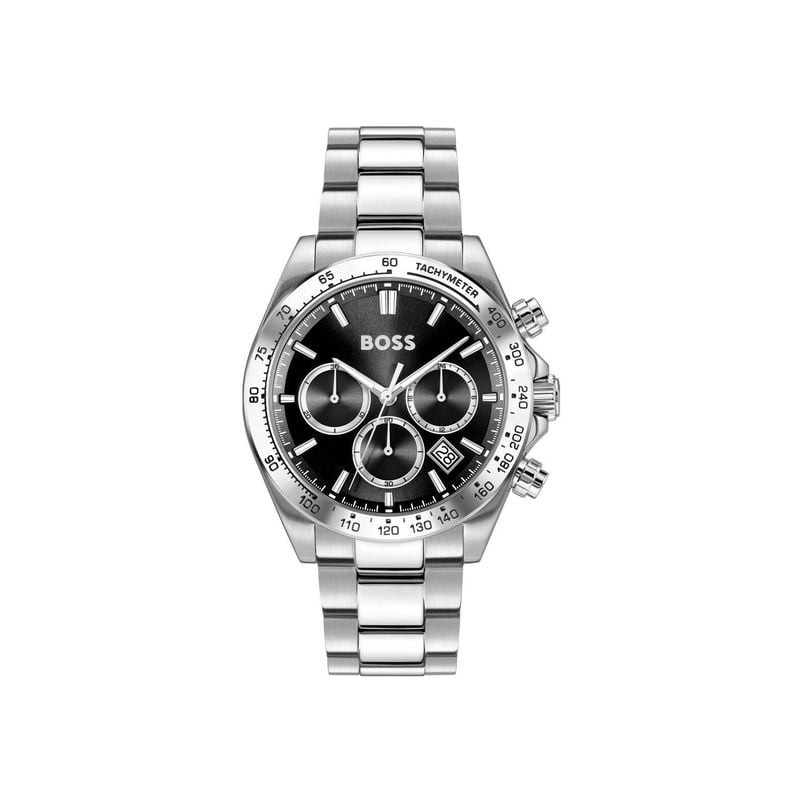 Packshot de la montre Chronographe analogique BOSS collection Hero 2.0 bracelet acier inoxydable arg