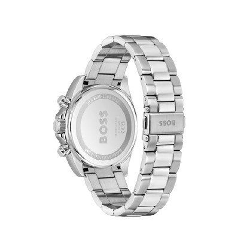 Détail du Chronographe analogique BOSS collection Hero 2.0 bracelet acier inoxydable argent