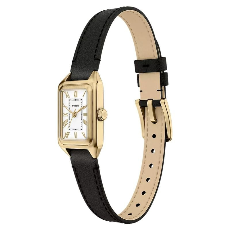 Montre Analogique Fossil Collection Raquel bracelet cuir noir en packshot