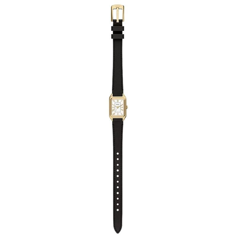 Vue arrière de la montre Fossil Raquel Mini 2093544 avec fond en acier inoxydable et bracelet en cui