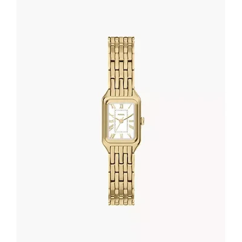 Montre Analogique FOSSIL Collection Raquel bracelet acier doré, cadran blanc, vue packshot