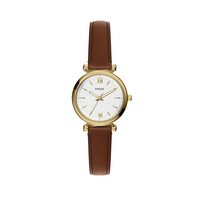 Packshot de la Montre Analogique FOSSIL Collection Carlie Mini Bracelet Cuir Marron.