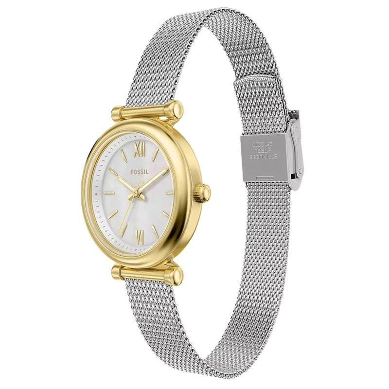 Packshot de la Montre Analogique FOSSIL Collection Carlie bracelet acier argent