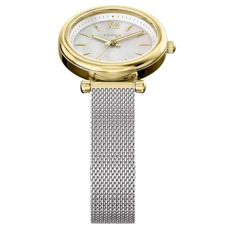 Détail de la Montre Analogique FOSSIL Collection Carlie bracelet acier argent