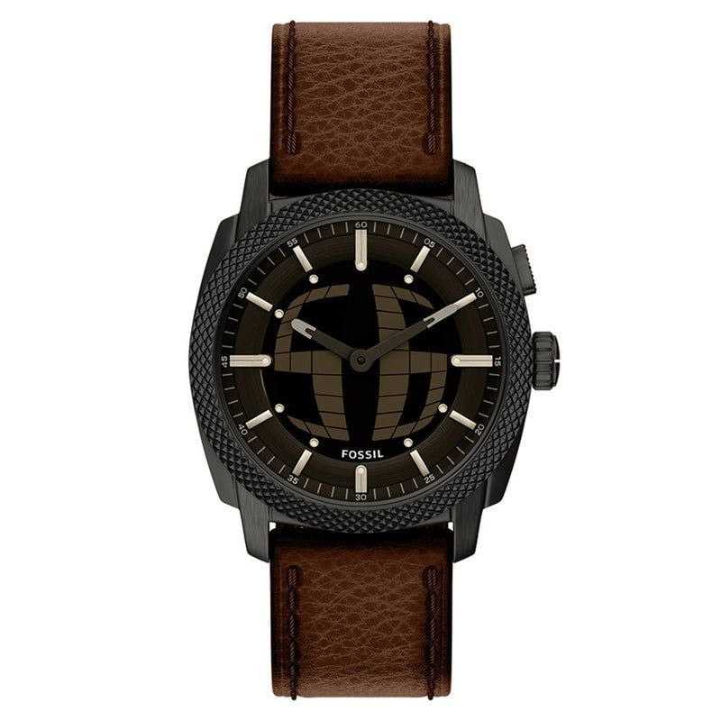 Packshot de la Montre Analogique Fossil Collection Machine Bracelet Cuir Marron