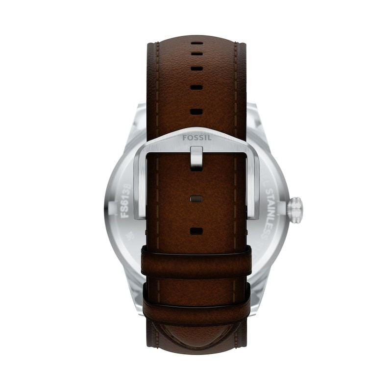 Gros plan du cadran vert Fossil Pearson FS6137 avec trois sous-cadrans, guichet de date et aiguilles
