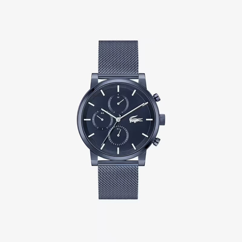 Montre Analogique LACOSTE Collection Replay Chronographe Bracelet Acier Bleu, packshot