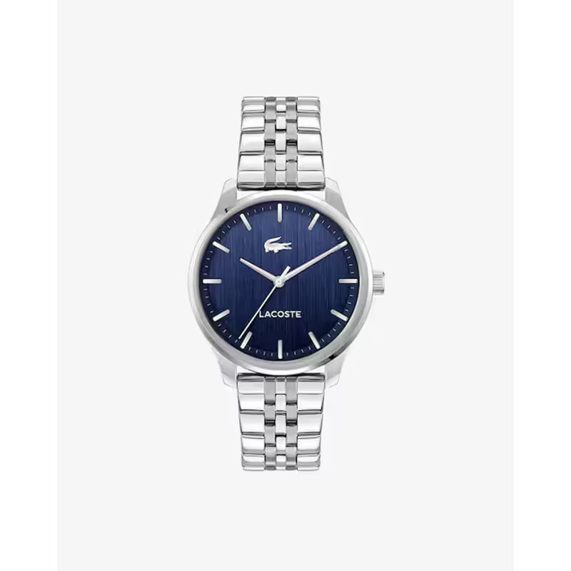 Packshot de la Montre Analogique LACOSTE Collection Lisbon bracelet acier maillons.