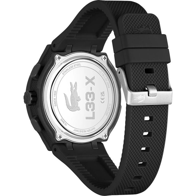 Packshot de la Montre Analogique et Digitale LACOSTE Collection LC33 Bracelet Silicone Noir.