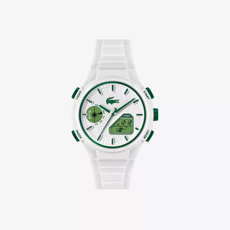 Packshot de la Montre Analogique et Digitale LACOSTE LC33 bracelet silicone blanc