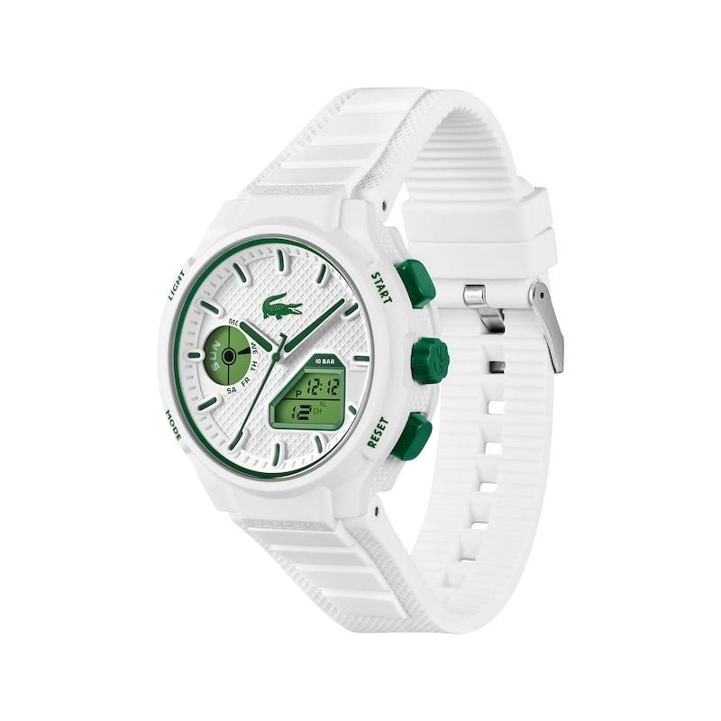 Packshot de la Montre Analogique et Digitale LACOSTE LC33 bracelet silicone blanc