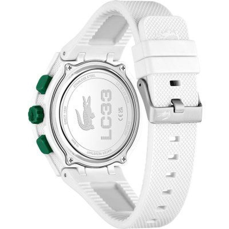 Packshot - Montre Analogique et Digitale LACOSTE LC33 bracelet silicone blanc