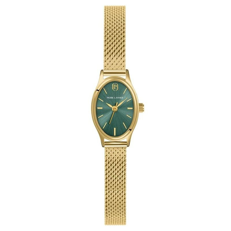 Montre Analogique PIERRE LANNIER Collection Ovalia bracelet acier milanais doré – packshot