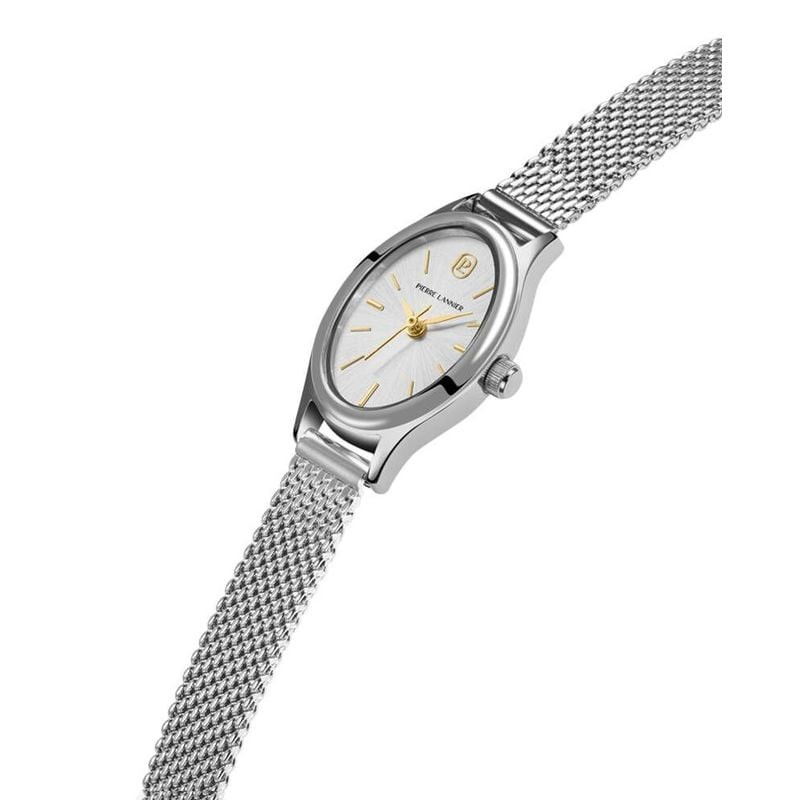 Montre Analogique Pierre Lannier Collection Ovalia Bracelet Acier Milanais Argenté, packshot en vue 