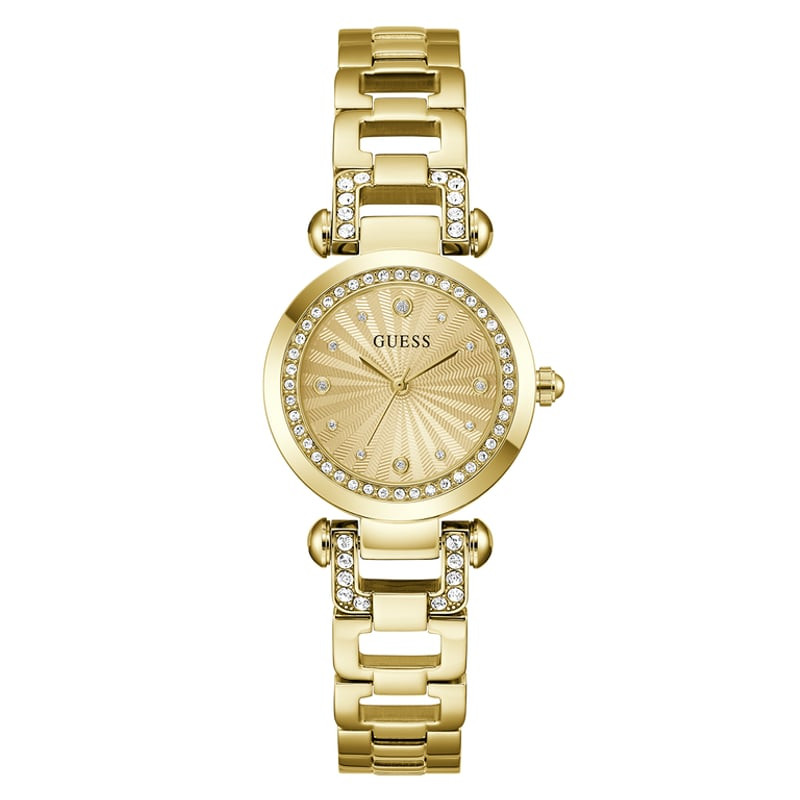 Packshot de la Montre Analogique GUESS Collection Ginger Bracelet Acier Doré.