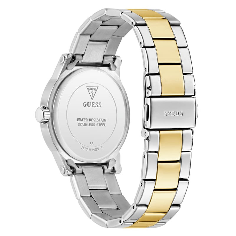 Vue détaillée de la Montre Analogique GUESS collection Annette bracelet acier bicolore doré