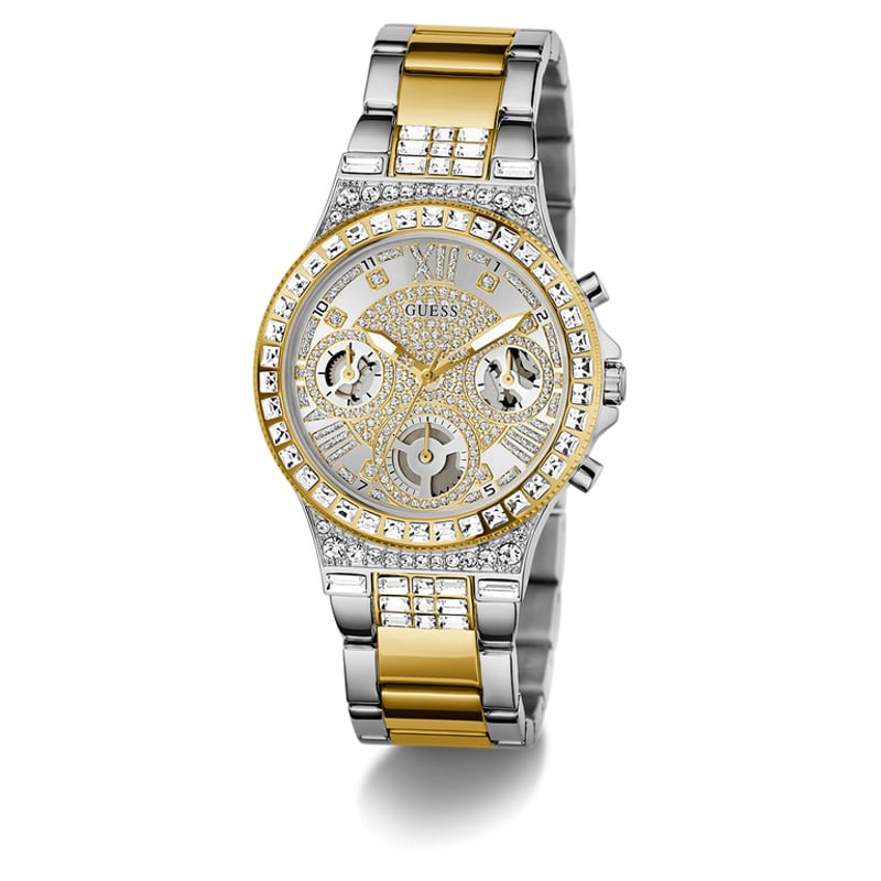 Packshot de la Montre Analogique GUESS Collection Moonlight Bracelet Acier Bicolore Doré