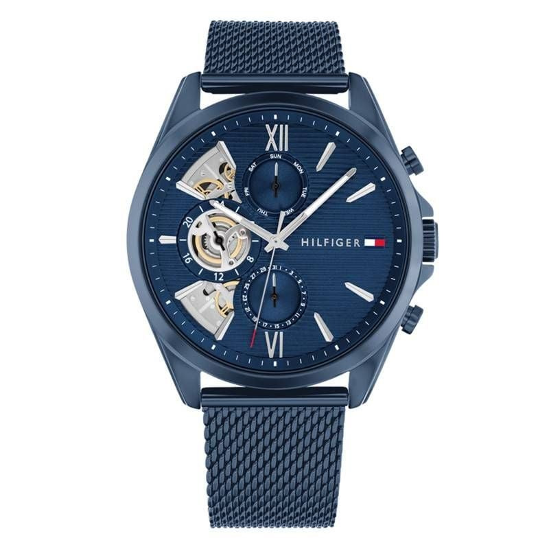 Packshot de la Montre Analogique TOMMY HILFIGER Collection Baker Bracelet Acier Bleu, montre élégant