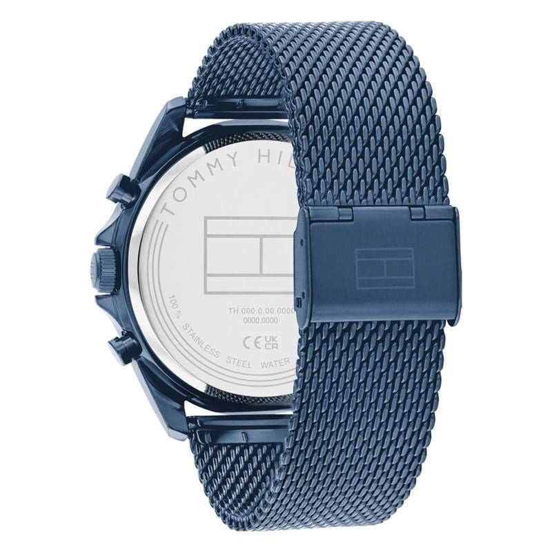 Montre Analogique TOMMY HILFIGER Collection Baker Bracelet Acier Bleu - détail du cadran et du brace