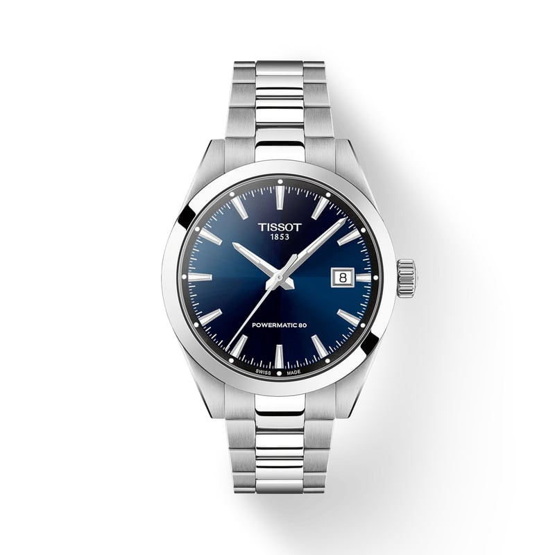 Packshot de la Montre Automatique TISSOT Collection Gentleman Bracelet acier gris