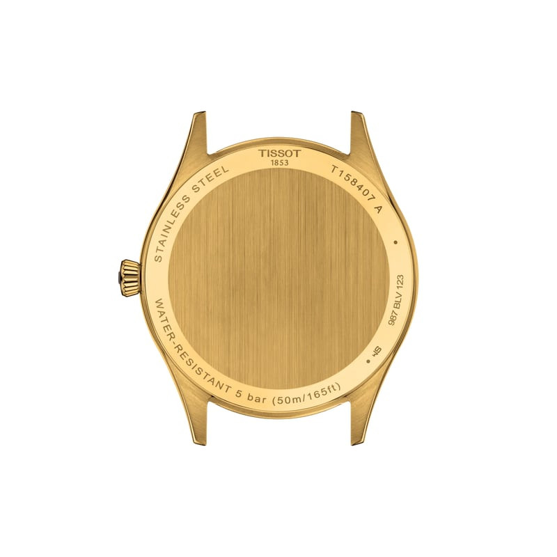 Détail de la Montre Automatique TISSOT Collection Classic Dream Bracelet cuir marron en gros plan.