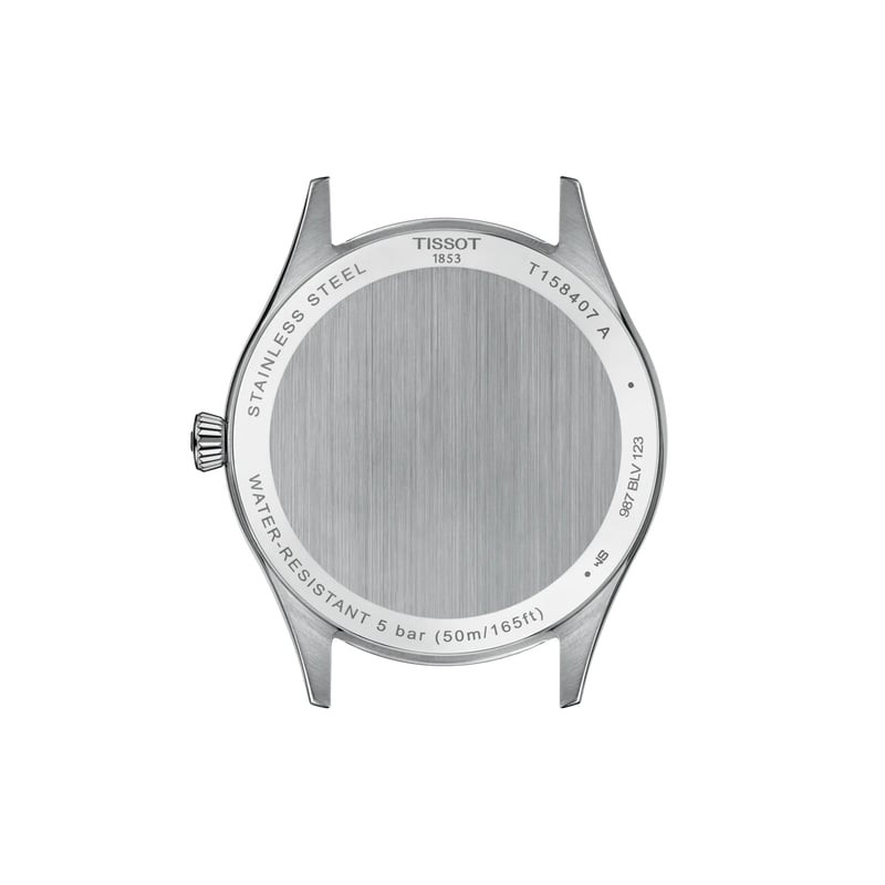 Montre Automatique TISSOT Collection Classic Dream bracelet acier gris, vue de détail du cadran et d