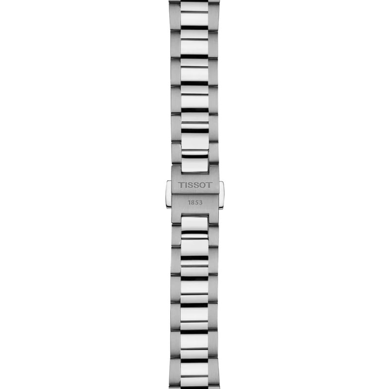 Montre Analogique TISSOT collection PR 100 bracelet acier gris en gros plan
