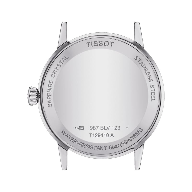 Montre Analogique TISSOT Collection Classic Dream bracelet cuir noir, vue détaillée du cadran et du 
