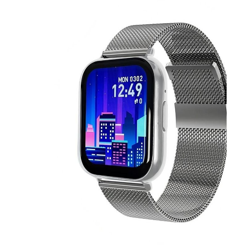 Montre Connectée SMARTY Collection Fitnow Bracelet mailles milanaises argenté en packshot