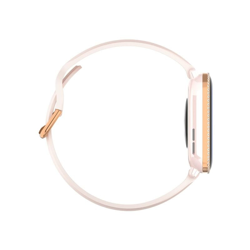 Détail de la texture douce du bracelet en silicone rose de la montre connectée Smarty 2.0 LADY SW091