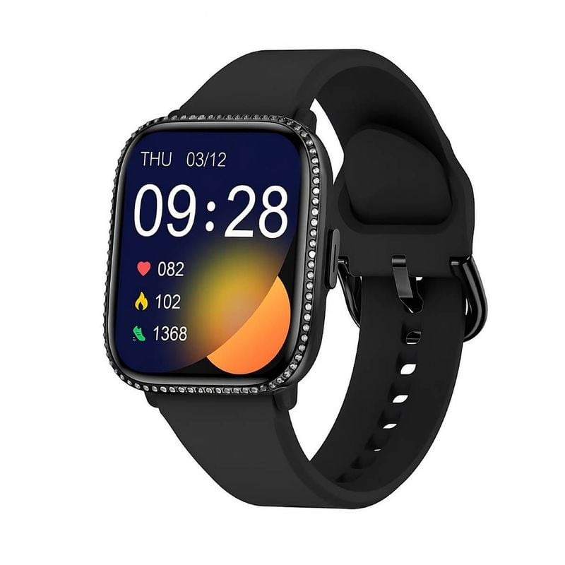 Packshot de la Montre Connectée SMARTY collection Lady bracelet silicone noir