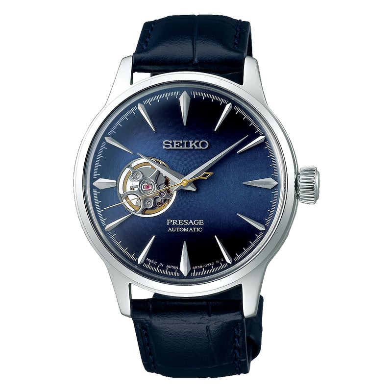Montre automatique Seiko Presage Cocktail Time Blue Moon SSA405J1 avec cadran bleu profond texturé e
