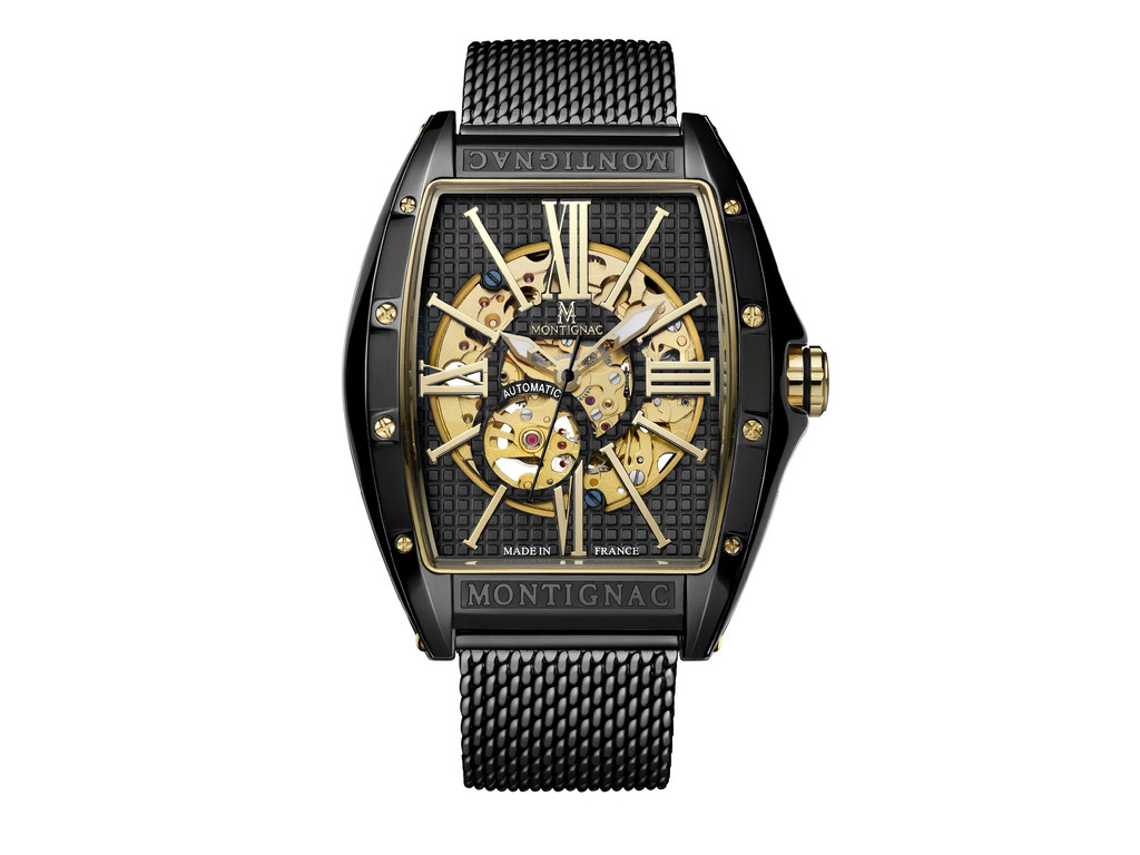 Montre Automatique MONTIGNAC Collection Paladin Bracelet acier noir