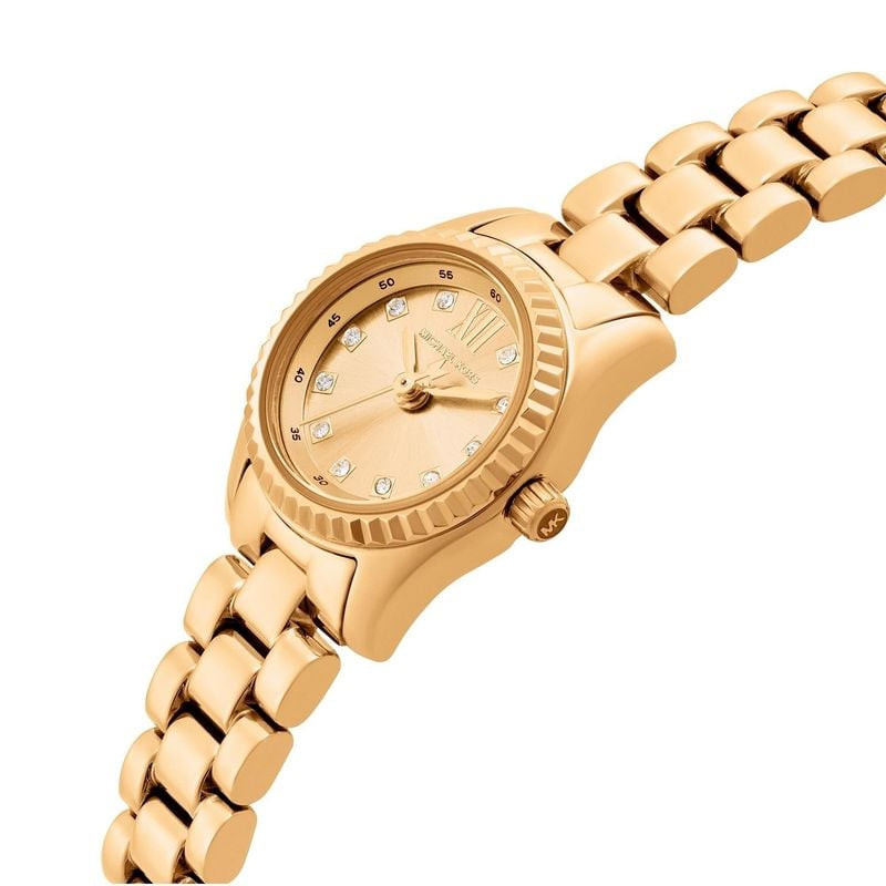 Packshot de la Montre Analogique Michael Kors Collection Mini Lexington bracelet acier doré.
