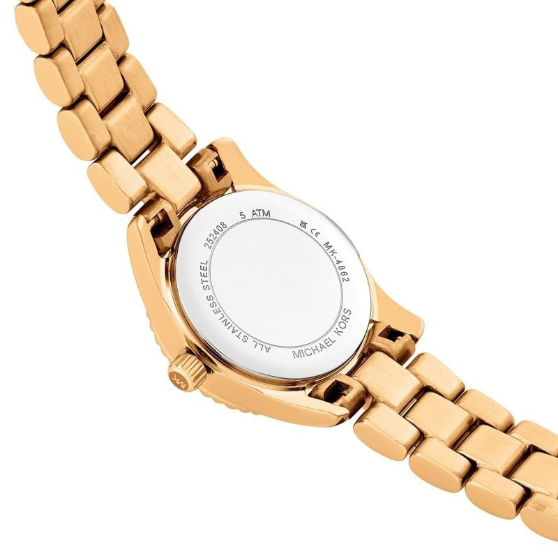 Montre Analogique Michael Kors Collection Mini Lexington bracelet acier doré - détail du cadran et d
