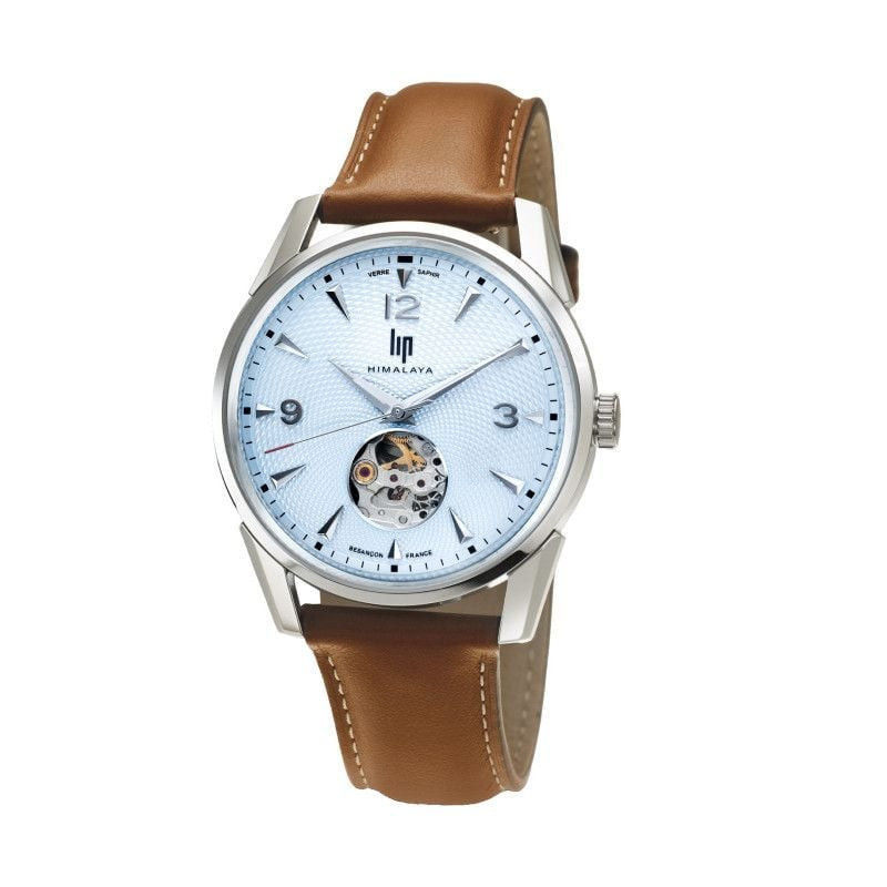 Montre automatique LIP Himalaya 40 Cœur Battant bracelet en cuir de vachette camel - packshot