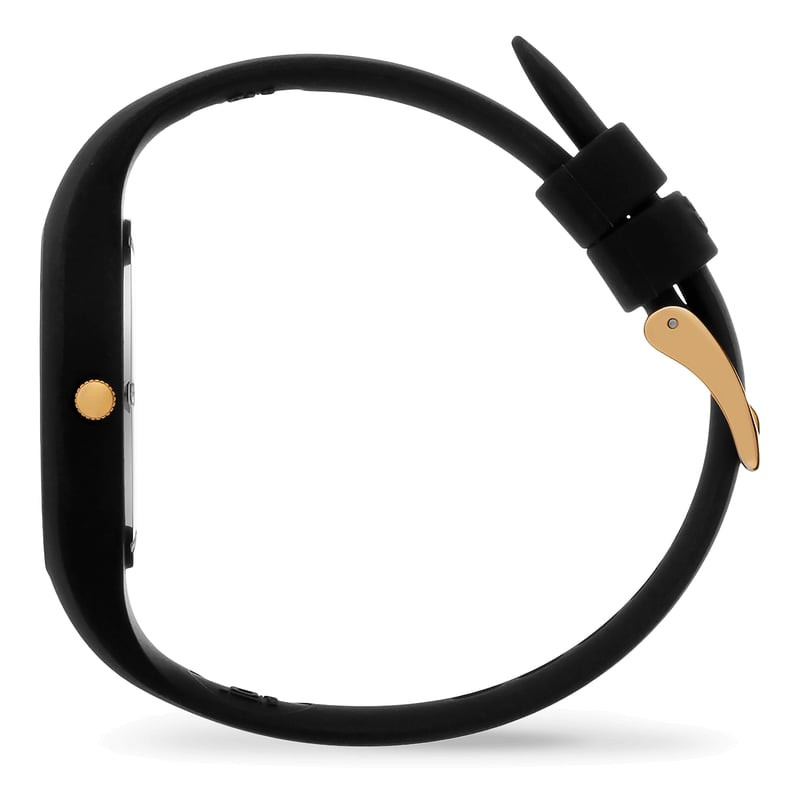 Détail du bracelet en silicone noir et de la couronne de l'Ice-Watch 2062326