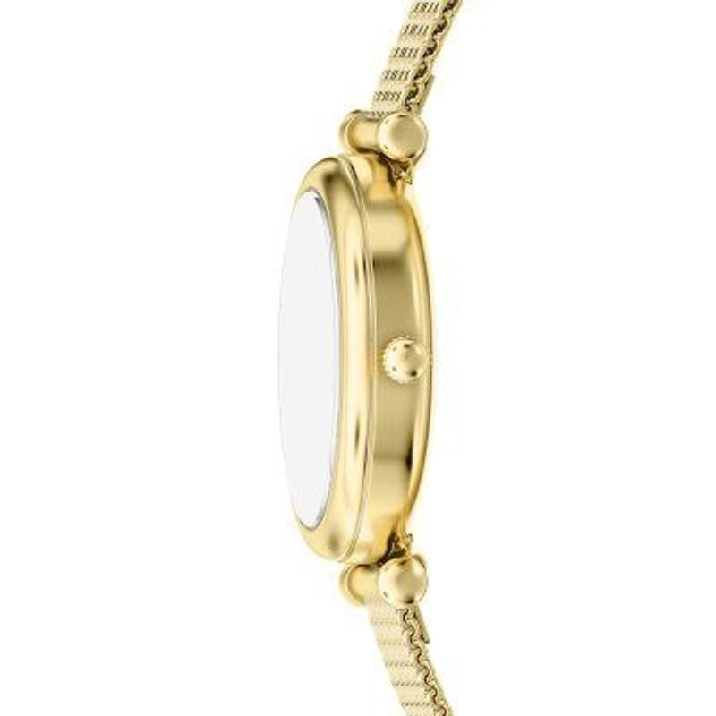 Montre Analogique Fossil Collection Carlie Mini bracelet acier doré - focus sur le cadran nacré et l