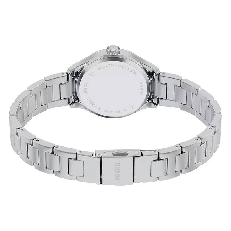 Dos du boîtier de la montre Fossil Gilmore ES5419 avec gravure détaillée et finition acier inoxydabl