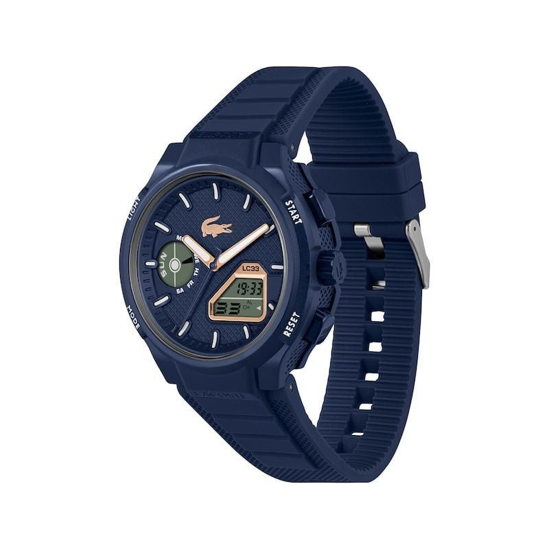 Montre Analogique Digitale LACOSTE collection LC33 bracelet Silicone Bleu Marine, vue ambiante lifes