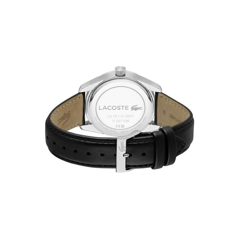 Montre Analogique LACOSTE Collection Boston bracelet cuir noir en vue de détail